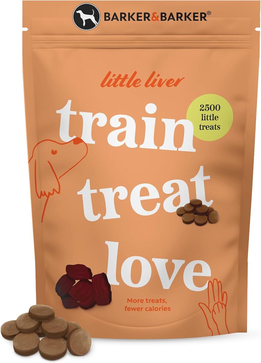 barker and barker little liver dog training treats low calorie; low fat