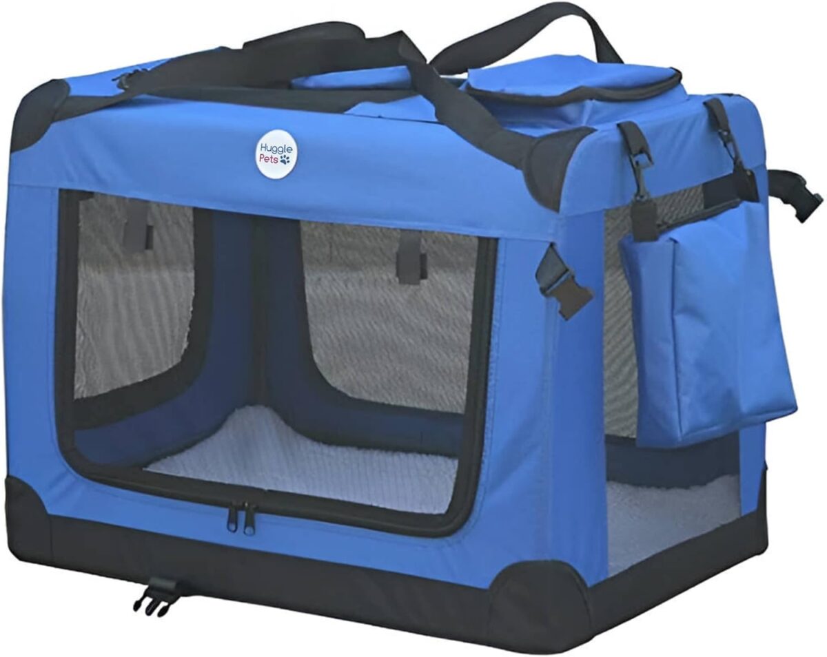 foldable fabric pet crate carrier lightweight & ventilated, double door