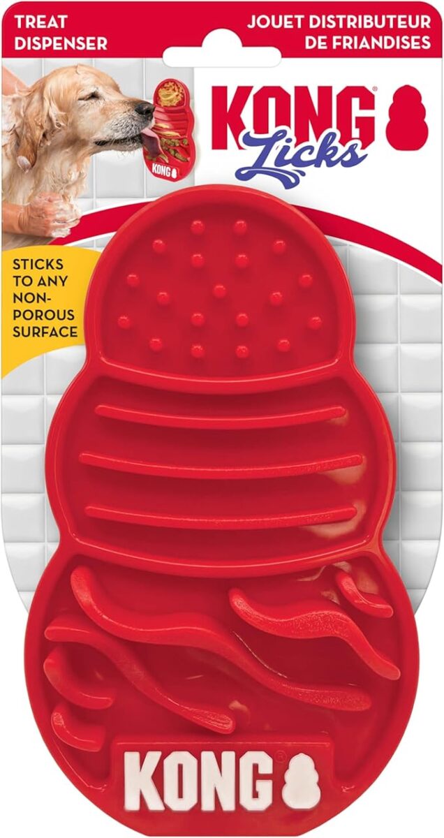 kong licks mat treat dispenser with ridges and grooves