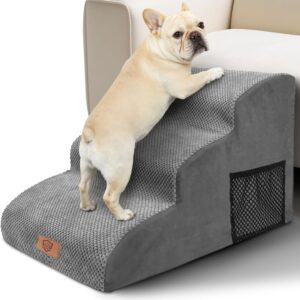 pawchop dog steps for bed, 3 step waterproof dog stairs
