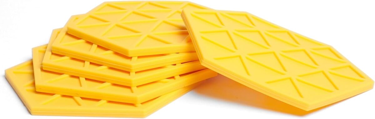 yellow silicone drinks coasters (paw targets)