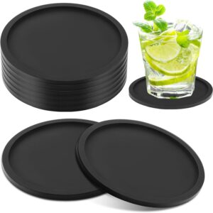 8 black coasters, silicone thick design (paw targets)