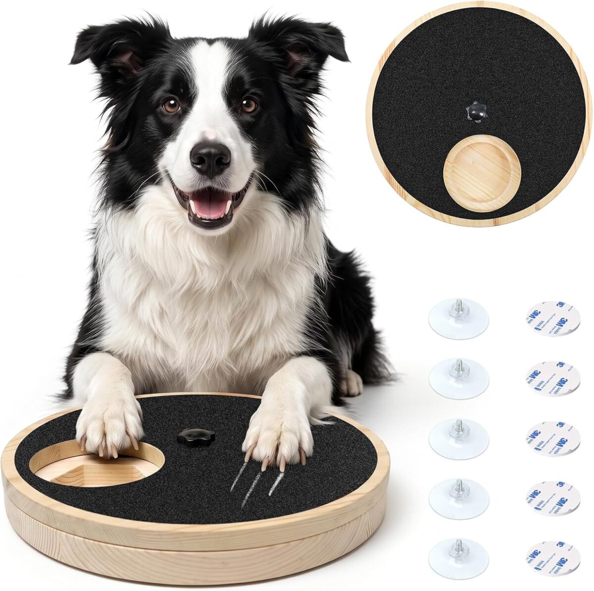 2 in 1 dog nail scratch board & interactive wood treat puzzle toy
