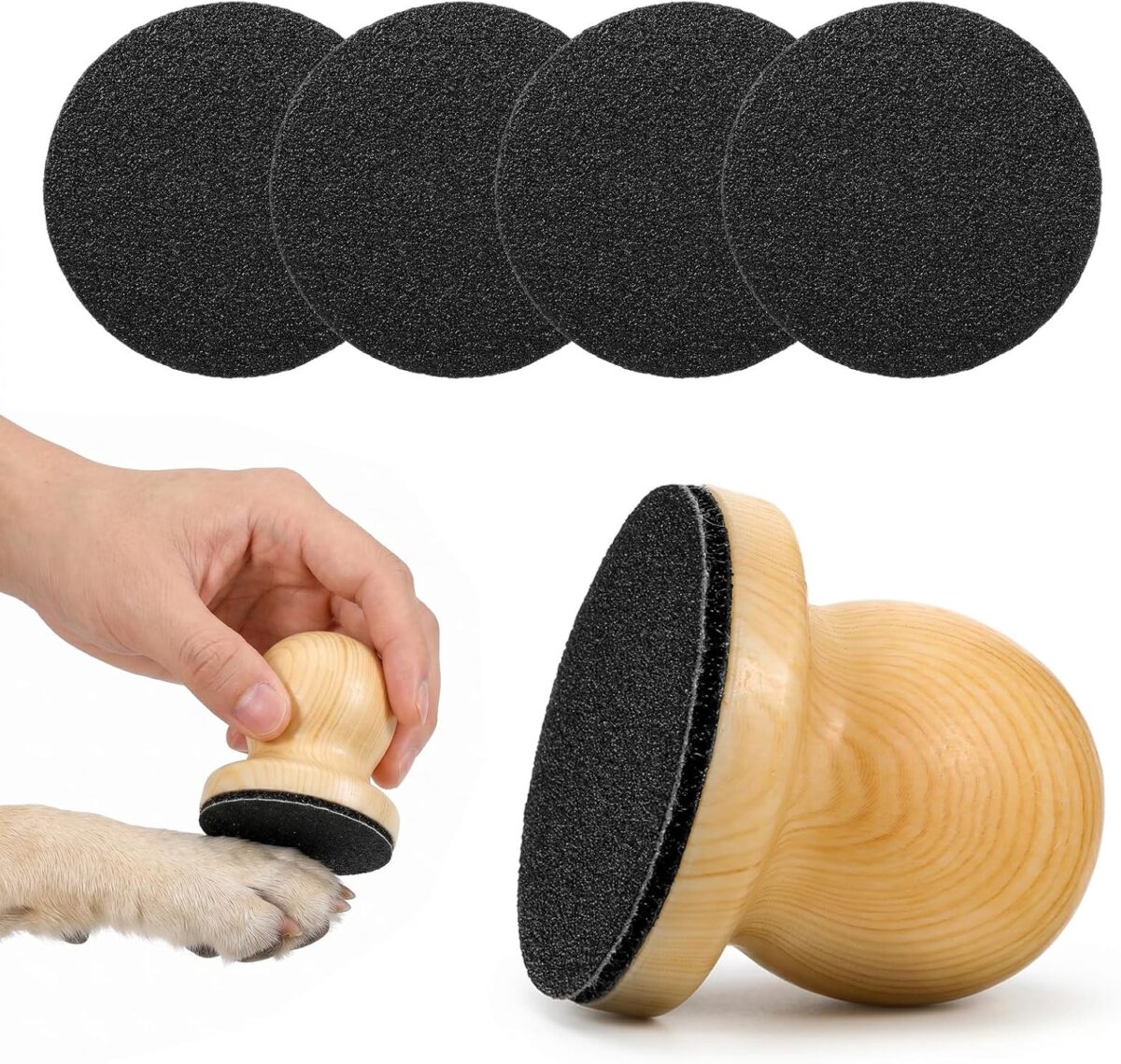 wooden dog nail file scratch pad with 4 replaceable sandpaper sheets