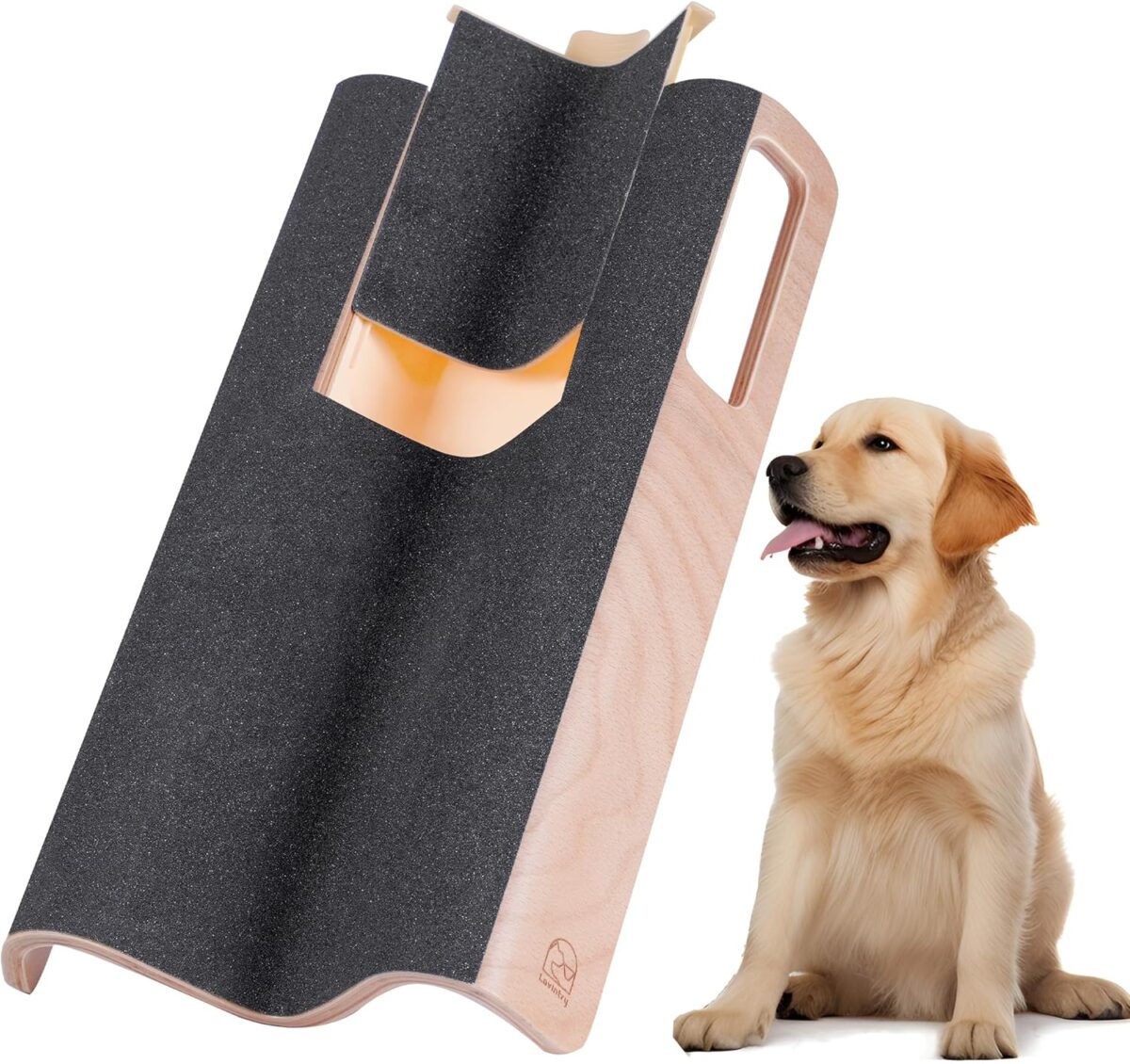 m shaped dog scratch pad for nails with treat box